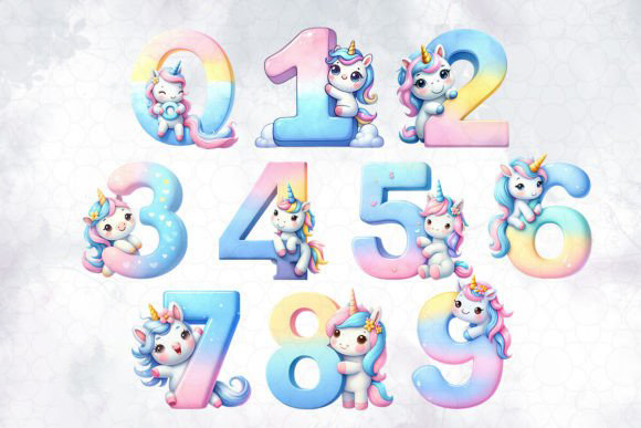 Cute Unicorn Alphabet Clipart PNG