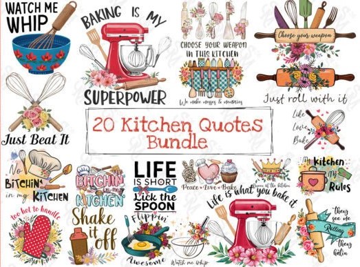 Kitchen Quotes Bundle Clipart PNG