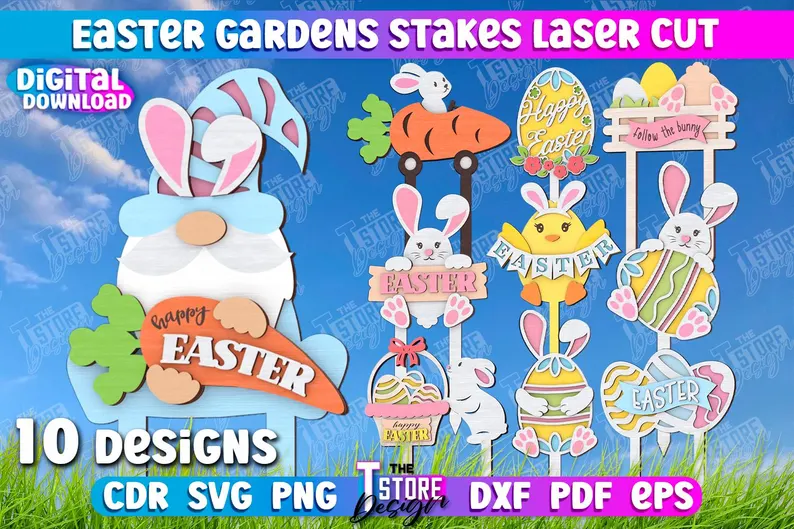 Easter Garden Stakes Laser Cut Bundle