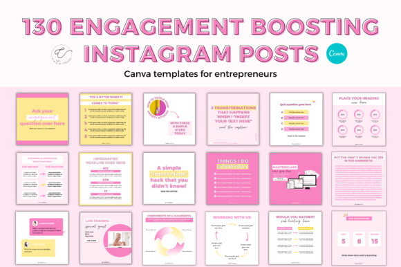 Instagram templates : Bright pink & yellow post templates