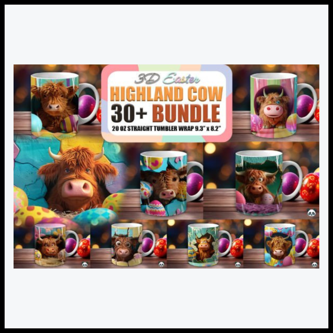 Highland Cow 3D Mug Wrap Bundle for Easter