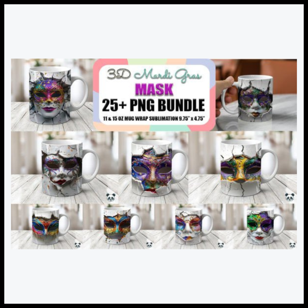 Mug Wrap Bundle featuring Mardi Gras 3D Designs