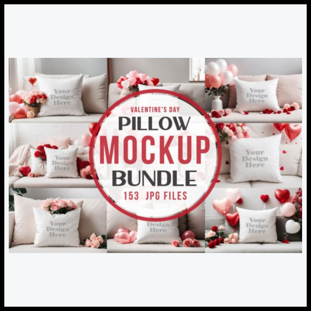 Valentine's Day Pillow Mockup Bundle